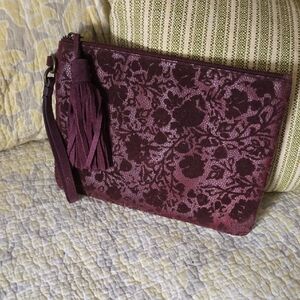 Lucky Brand Elegant Burgundy Floral Clutch
